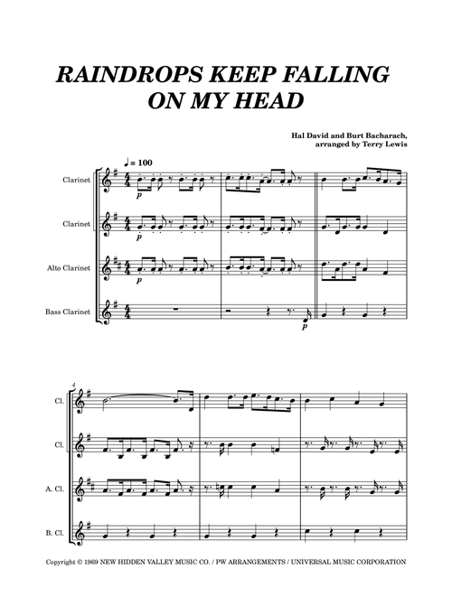 Raindrops Keep Falling On My Head (Arr. Terry Lewis) - Various Artists (Woodwind Ensemble)