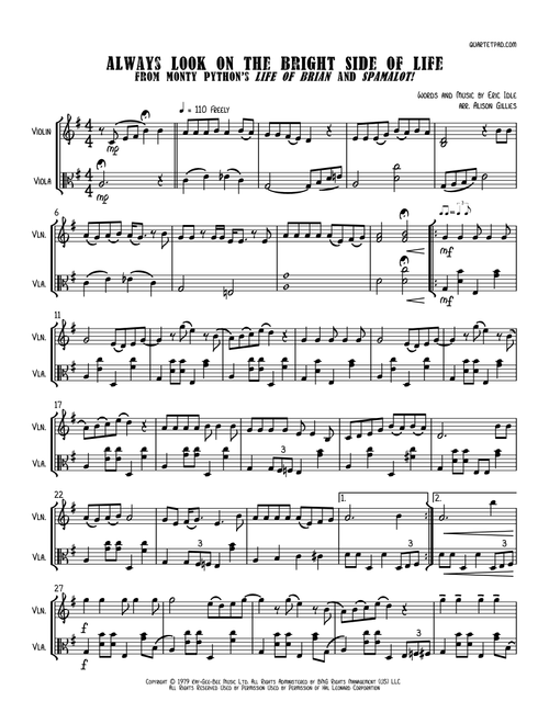 Always Look On The Bright Side Of Life (Arr. Alison Gillies) - Monty Python (Instrumental Duet)