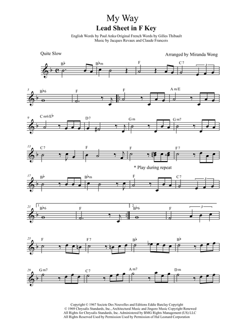 My Way (Arr. Miranda Wong) - Elvis Presley (Small Ensemble)