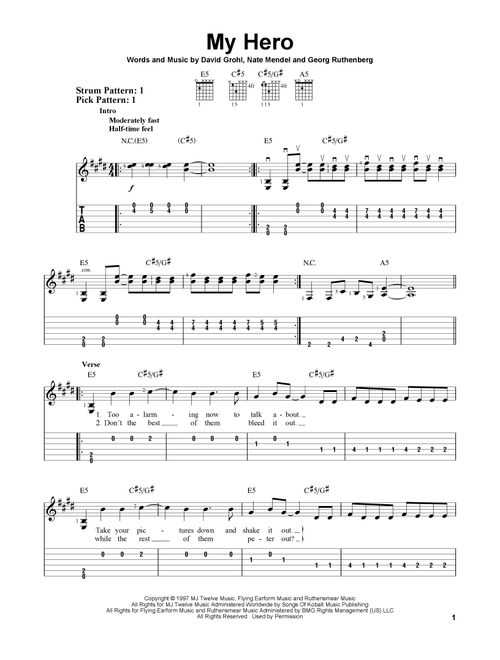 My Hero - Foo Fighters (Easy Guitar with TAB)