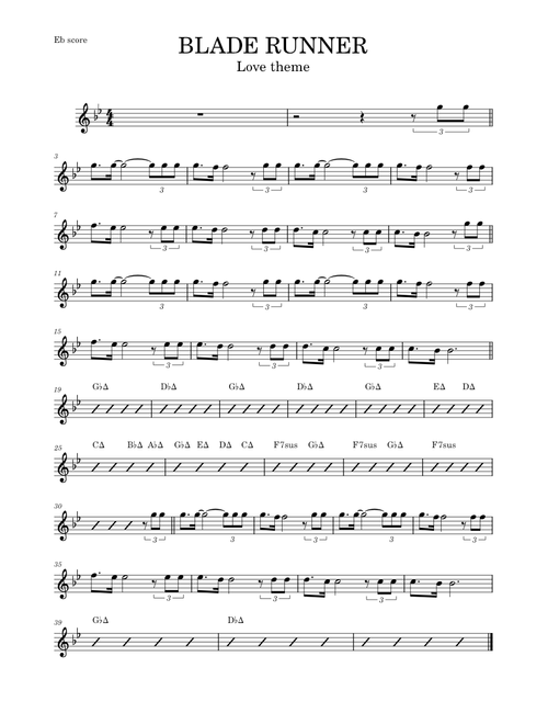 Love Theme (Blade Runner) – Vangelis (ALTO SAX BALLAD VERSION)
