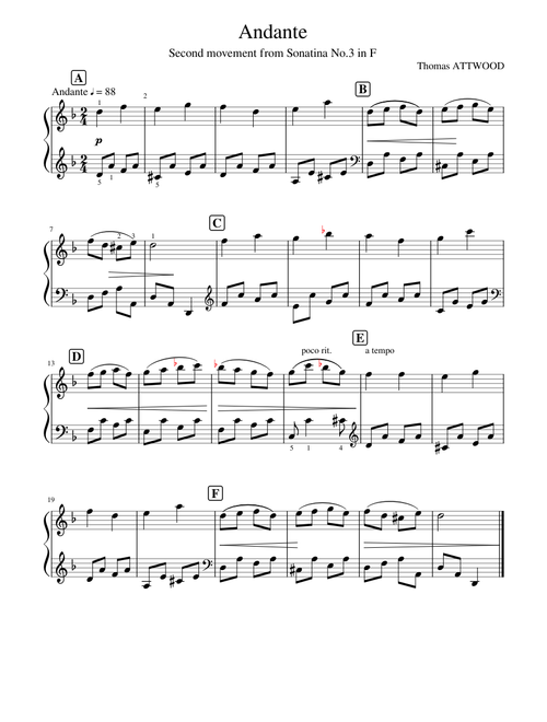 Attwood - Sonata No3 in F - Andante