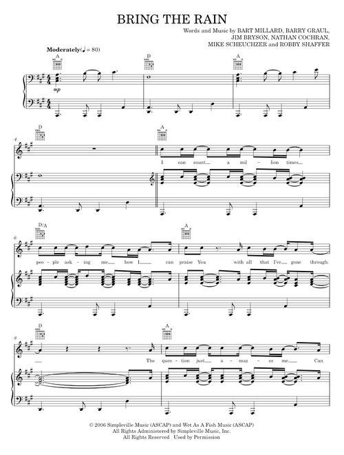 Bring the rain - MercyMe (Piano-Vocal-Guitar)