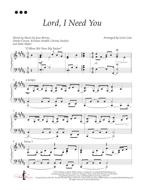 Lord, I Need You (Arr. Lorie Line) - Passion (Piano Solo)