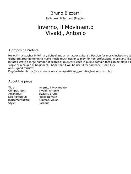 Concerto No. 4 in F minor, Op. 8, RV 297, "Winter" (L'inverno) - Antonio Vivaldi