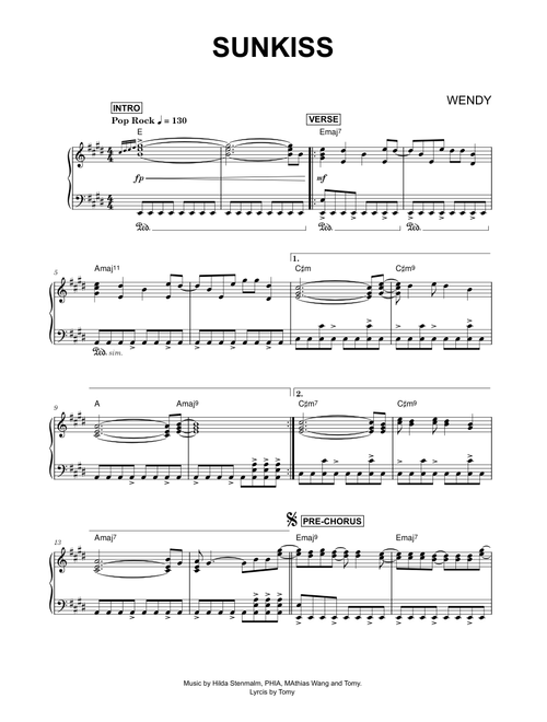 Sunkiss - WENDY (Piano)