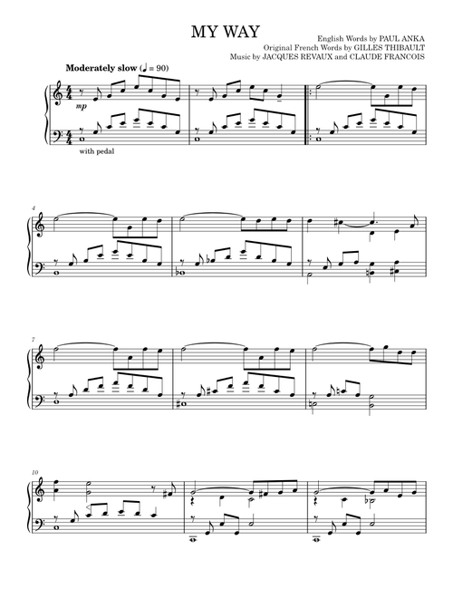 My Way - Elvis Presley, Frank Sinatra, Paul Anka (Piano Solo)
