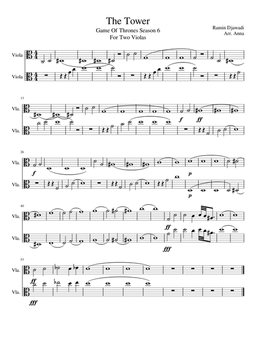 The Tower-Game Of Thrones (For Two Violas)