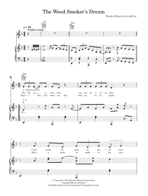 The Weed Smoker's Dream - Hugh Laurie (Piano-Vocal-Guitar (Piano Accompaniment))