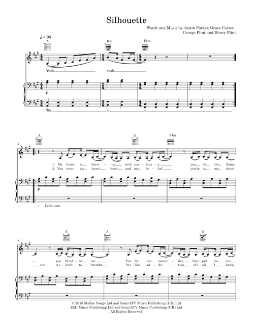 Silhouette - Grace Carter (Piano-Voice-Guitar)