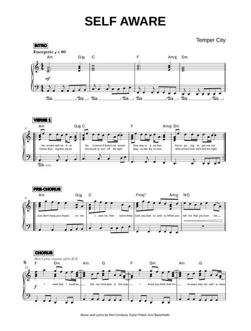 Self Aware - Temper City (Piano)