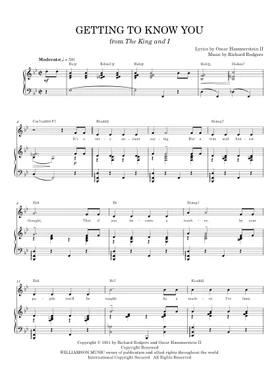 Free getting to know you by Rodgers & Hammerstein sheet music ...