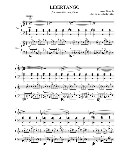 Libertango (Accordion and Piano) - A. Piazzolla / Arr. by V. Lukasevicius