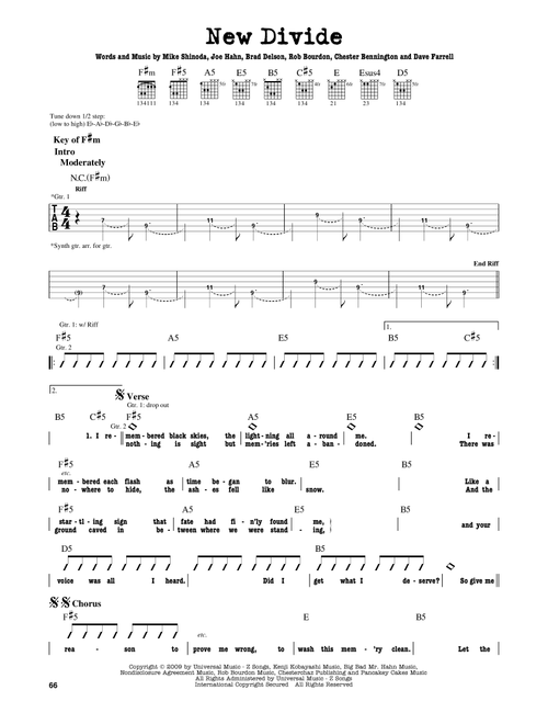 New Divide - Linkin Park (Guitar Lead Sheet)