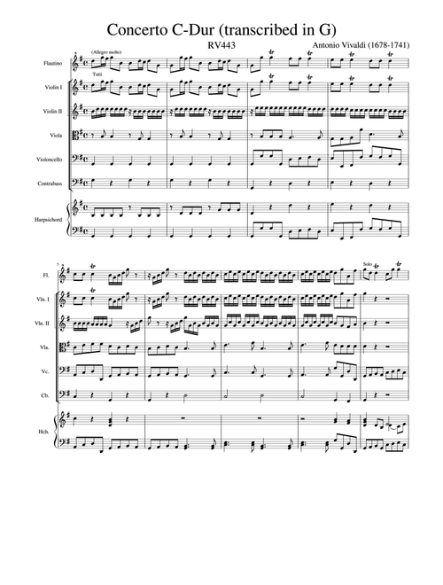 Concerto per Flautino 443- Allegro Molto (Arr. G Major) (Arr. Larli Davies) - Antonio Vivaldi (Small Ensemble)