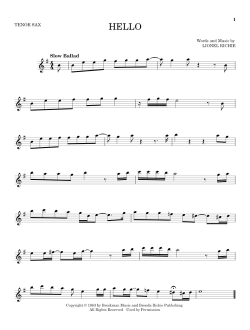Hello - Lionel Richie, David Cook (Tenor Sax Solo)