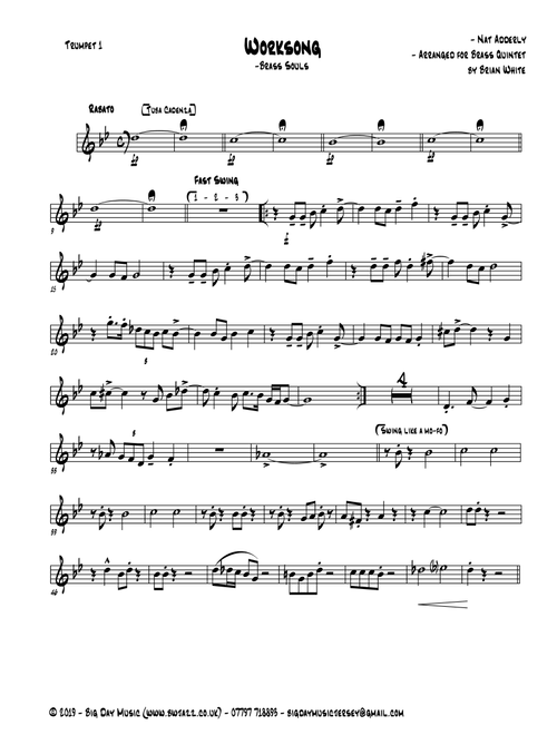 Work Song (Arr. Brian White) - Canonball Adderly Quintet (Brass Ensemble)