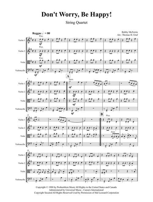 Don't Worry, Be Happy (Arr. Thomas Graf) - Bobby McFerrin (String Quartet)
