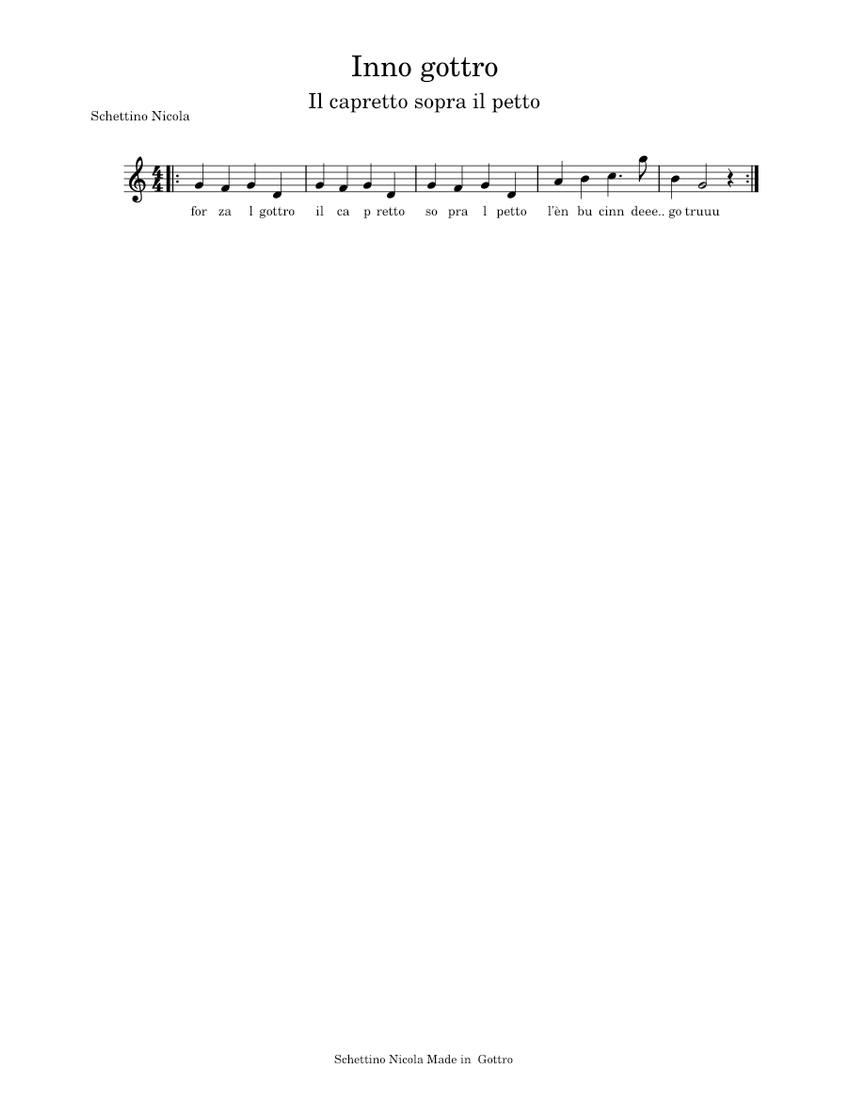 Inno FC gottro Sheet Music for Piano (Solo) Easy | MuseScore.com