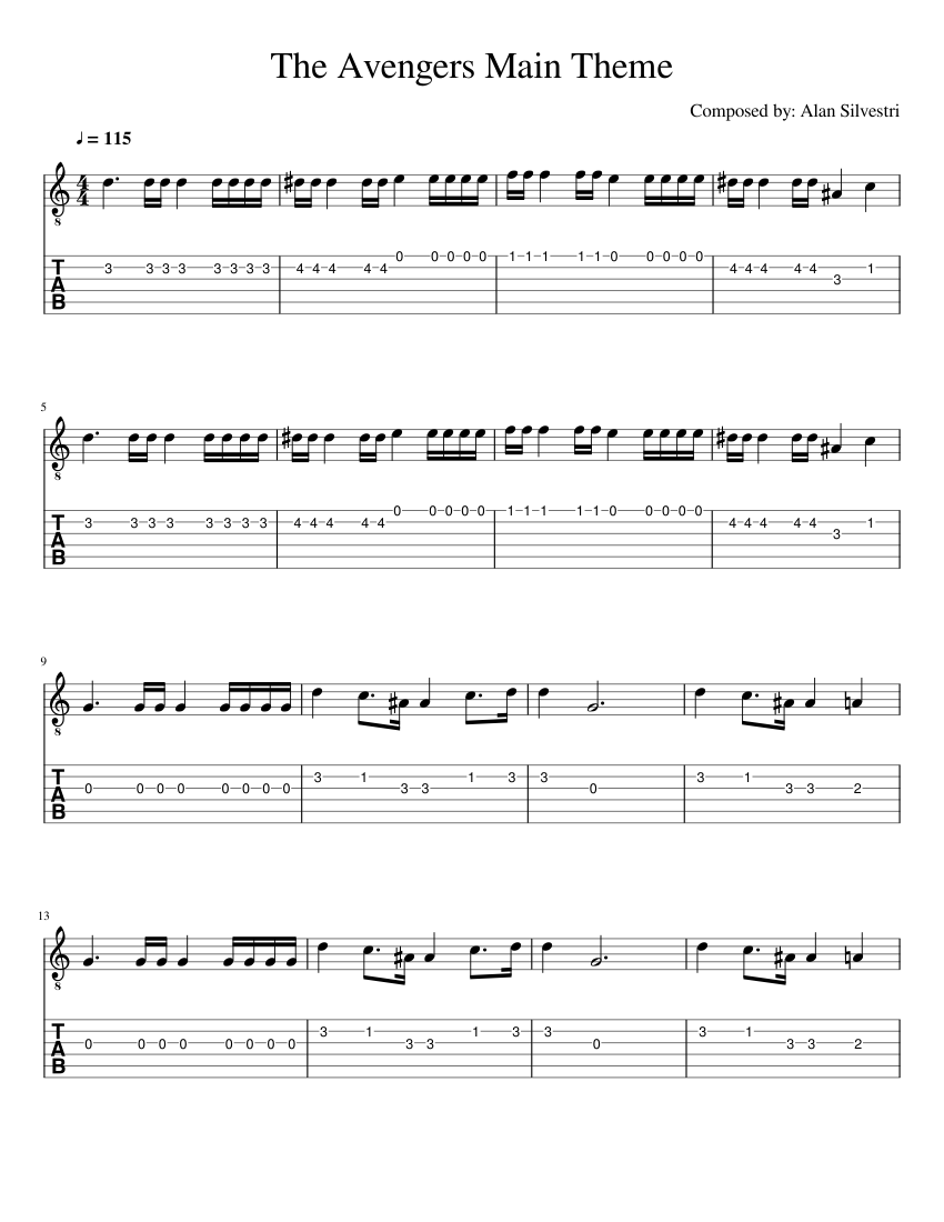 The Avengers Main Theme Sheet music for Guitar (Solo)