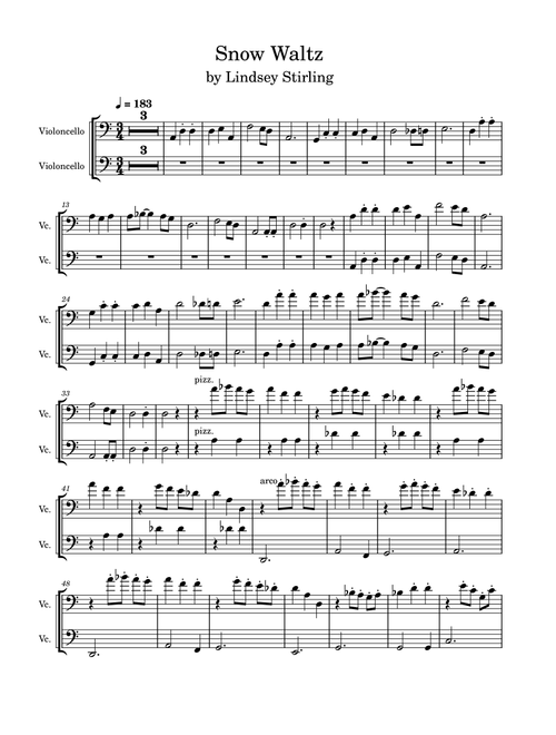 Snow Waltz (Arr. Anya Alston) - Lindsey Stirling (Cello Duet)