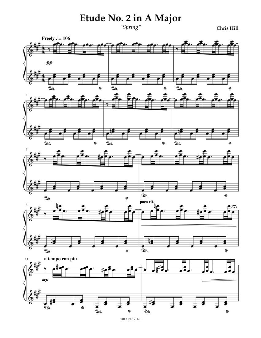 Etude No. 2 in A Major Sheet Music for Piano (Solo) | MuseScore.com