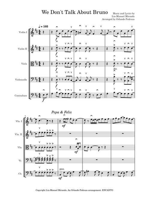 We Don't Talk About Bruno (for string orchestra)
