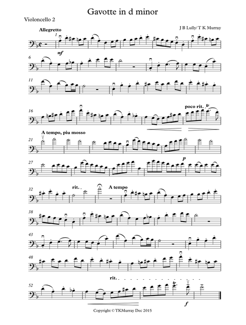 Lully - Gavotte - 2nd. Cello Part - Suzuki Bk.3 - TK Tim Murray (Cello Solo)