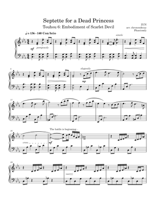 Septette for a Dead Princess - Touhou 6 Sheet Music for Piano, Violin ...