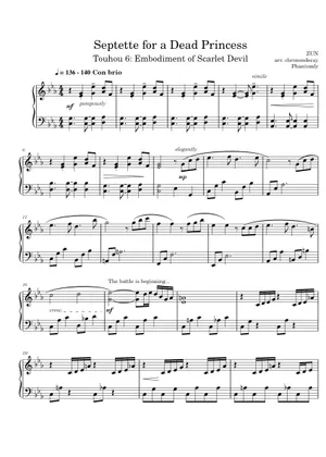 Septette Septette for a Dead Princess - Touhou 6 Sheet Music for Piano, Violin ...