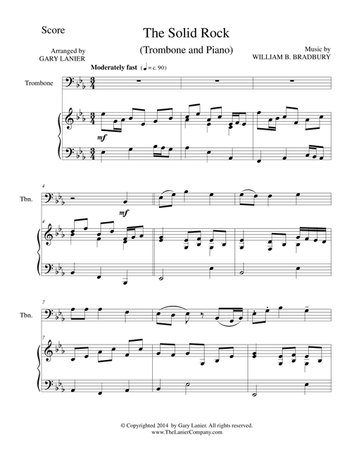 THE SOLID ROCK (Trombone/Piano and Trombone Part) (Arr. Gary Lanier) - William B Bradbury (Trombone and Piano)