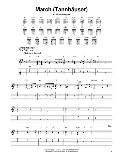 March (Tannhauser) - Richard Wagner (Easy Guitar with TAB)