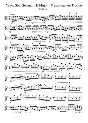 Solo Violin Sonata in A Minor - E. Ysaÿe, Op. 27, No. 2 Sheet