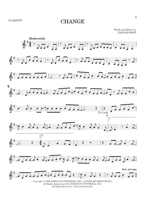 Play Official version of Change Sheet Music by Taylor Swift for
