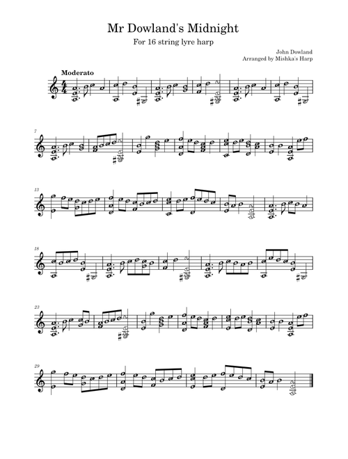 Mr Dowland's Midnight – John Dowland John Dowland Mr Dowland's Midnight for 16 string lyre harp