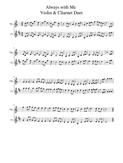 Always with me Duet (Violin & Clarinet)