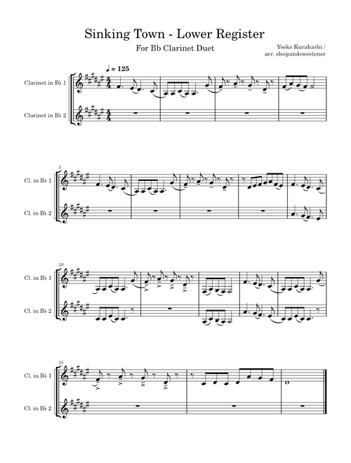 Sinking Town – Bb Clarinet Duet (Lower Register)