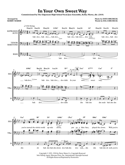 In Your Own Sweet Way (Arr. Kerry Marsh) - Dave Brubeck (Vocal Jazz Ensemble)