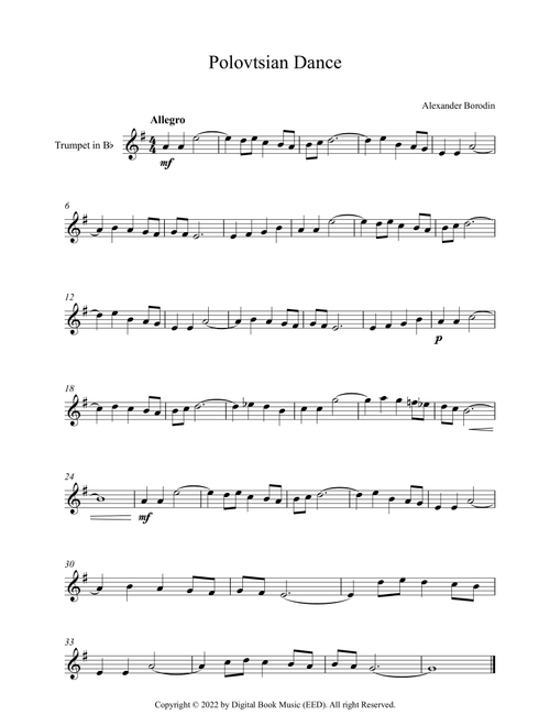 Polovtsian Dance - Alexander Borodin (Trumpet) (Arr. Digital Book Music) (Trumpet Solo)