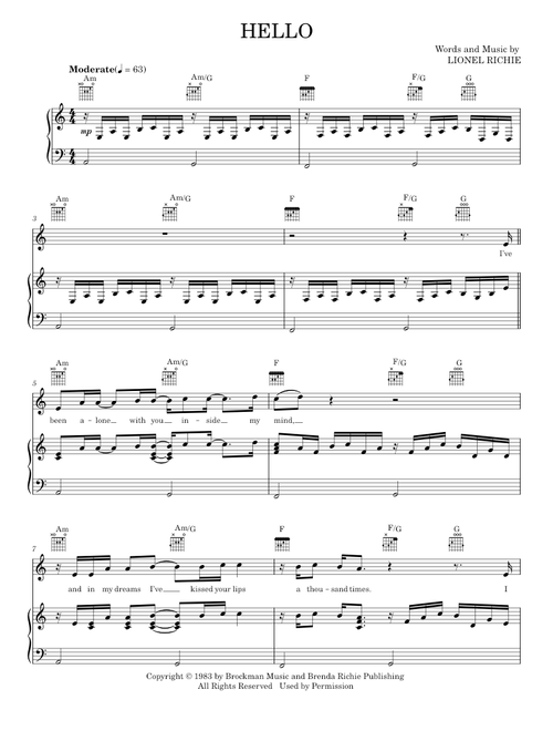 Hello - David Cook, Lionel Richie (Piano-Vocal-Guitar)