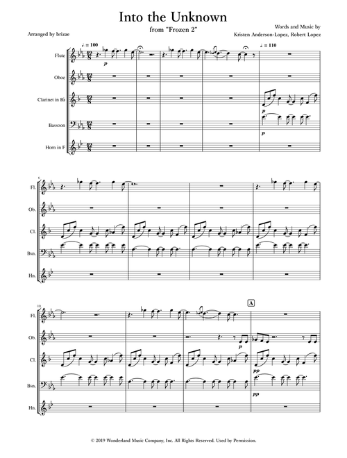 Into The Unknown (Arr. brizae) - Panic! At The Disco (Woodwind Ensemble)