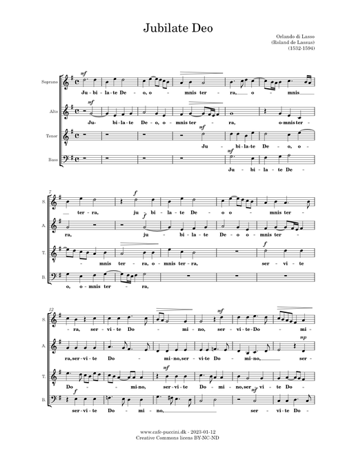 Jubilate Deo - Orlando di Lasso