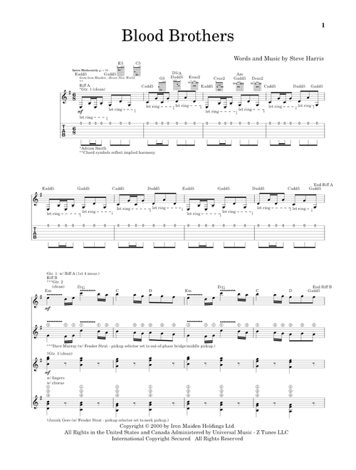 Blood Brothers - Iron Maiden (Guitar Tab)