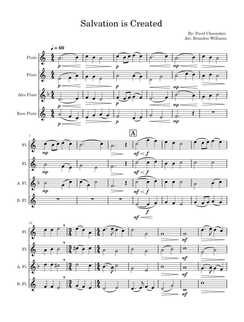 Salvation is Created for Flute Ensemble