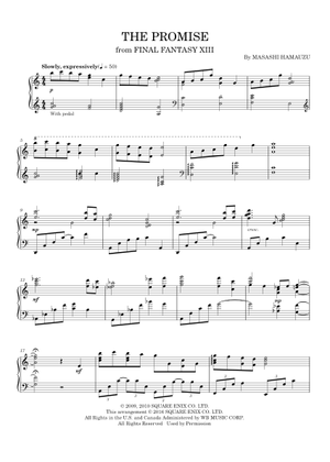 Final Fantasy XIII - The Promise Sheet Music for Piano (Solo