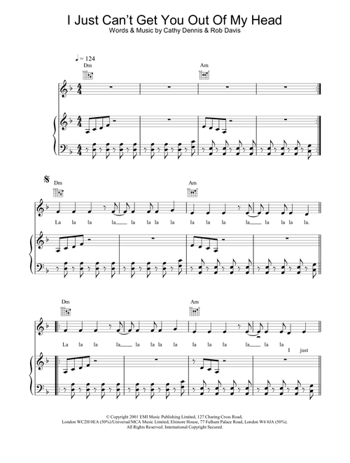 I Just Can't Get You Out Of My Head - Kylie Minogue (Piano-Vocal-Guitar (Piano Accompaniment))