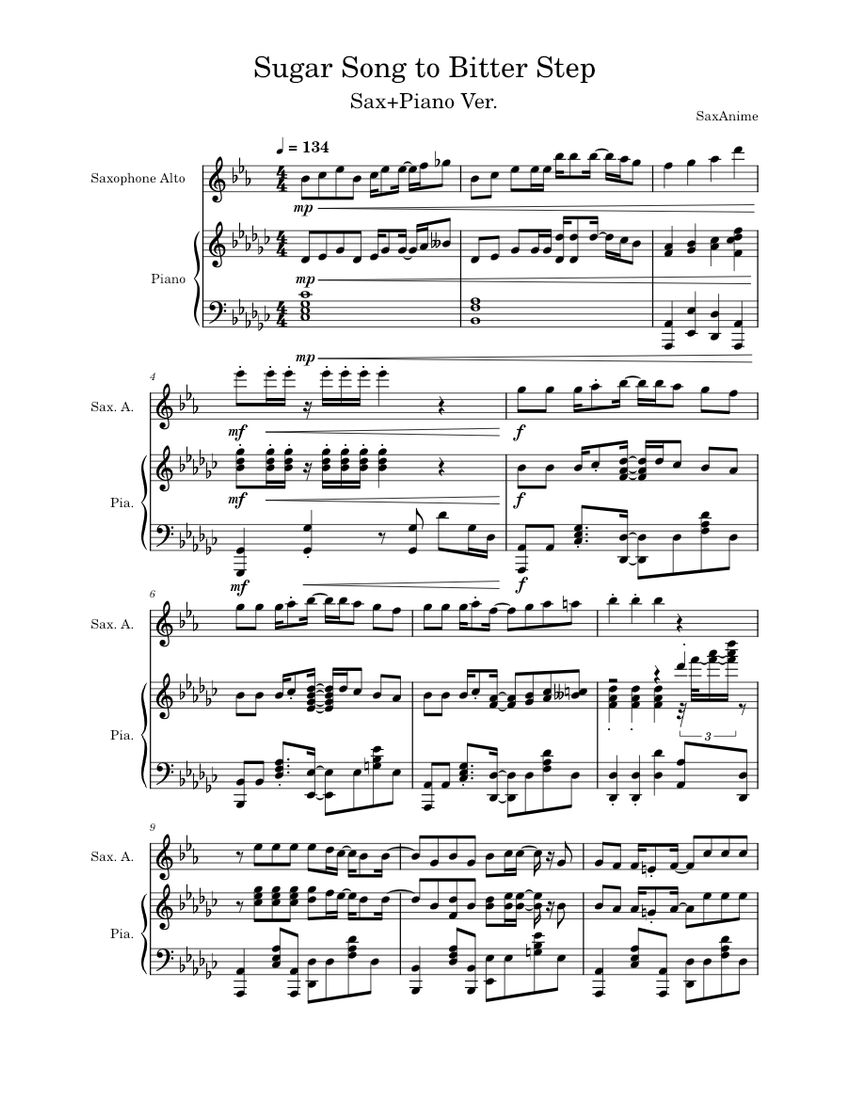 Sugar Song to Bitter Step SaxPiano - Blood Blockade
