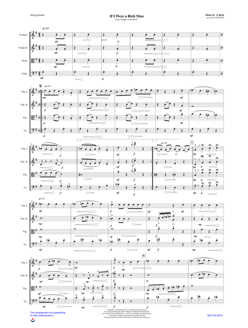 If I Were A Rich Man (Arr. Josef STASTNY) - Jerry Bock (String Quartet)