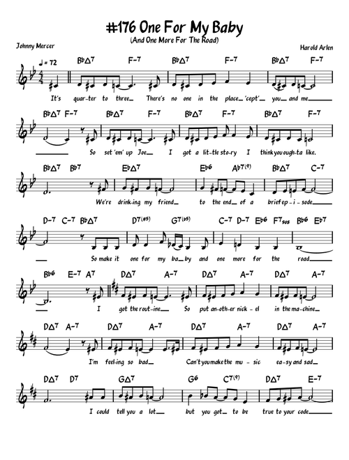 One For My Baby (and One More For The Road) (Arr. John Fries) - Frank Sinatra (Piano-Vocal-Guitar (Piano Accompaniment))