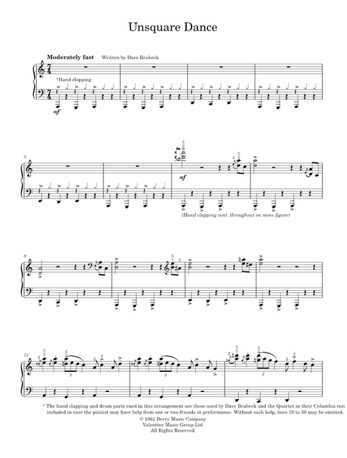 Unsquare dance - The Dave Brubeck Quartet (Piano Solo)